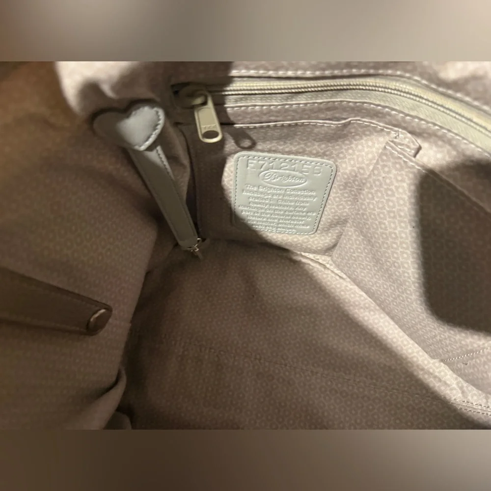 Brighton Metallic Taupe Leather Tote with Heart Charm